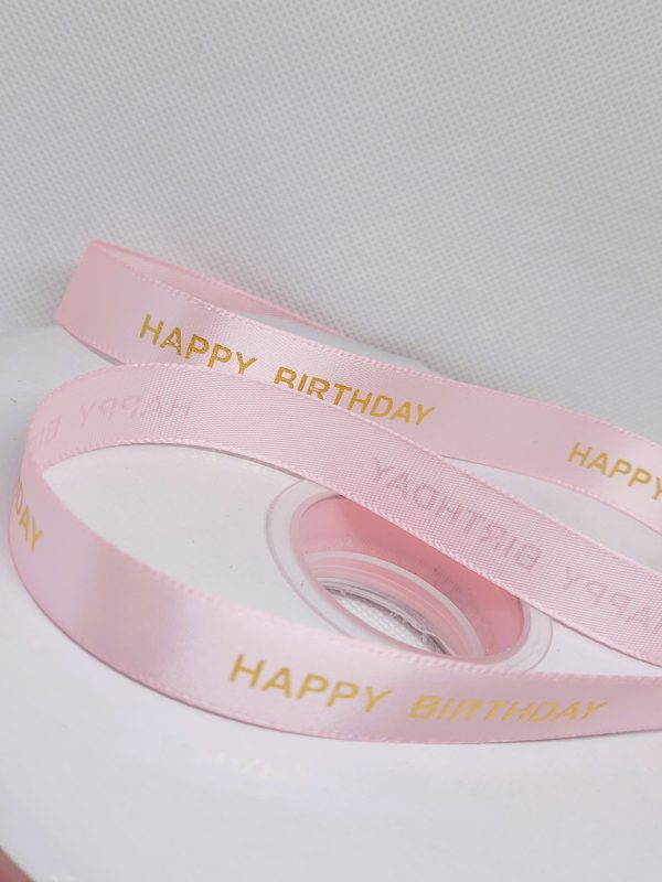 Saten trak roza 'Happy birthday' 16 mm